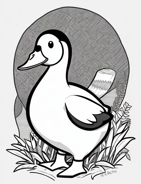 Photo photo drawing of a duck for kids coloring page