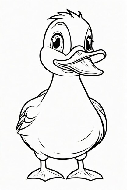 Photo drawing of a duck for kids coloring page