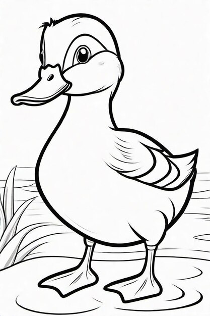 Photo drawing of a duck for kids coloring page