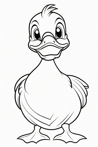 Photo drawing of a duck for kids coloring page