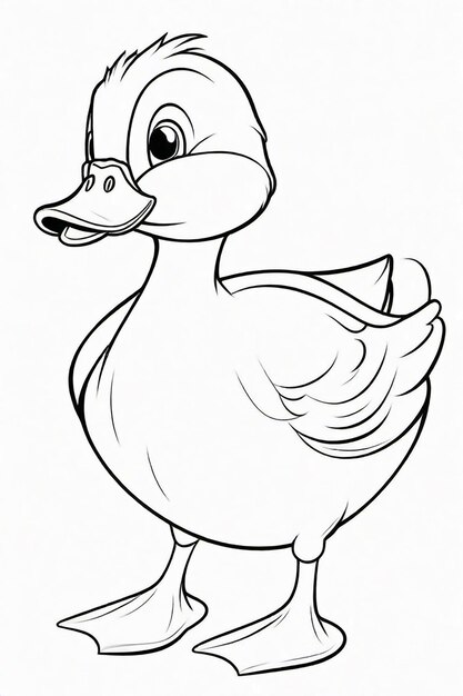 Photo drawing of a duck for kids coloring page