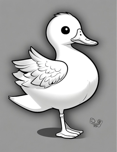 Photo drawing of a duck for kids coloring page