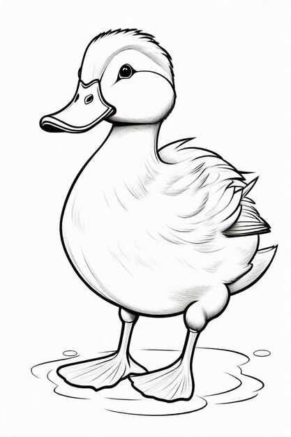 Photo drawing of a duck for kids coloring page