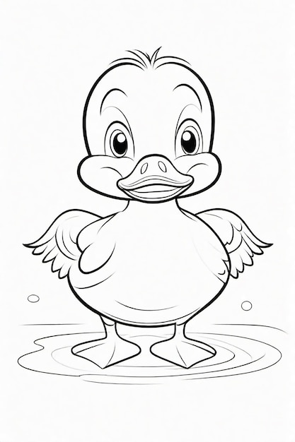 Photo drawing of a duck for kids coloring page