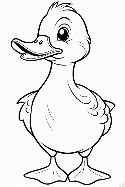 Photo drawing of a duck for kids coloring page