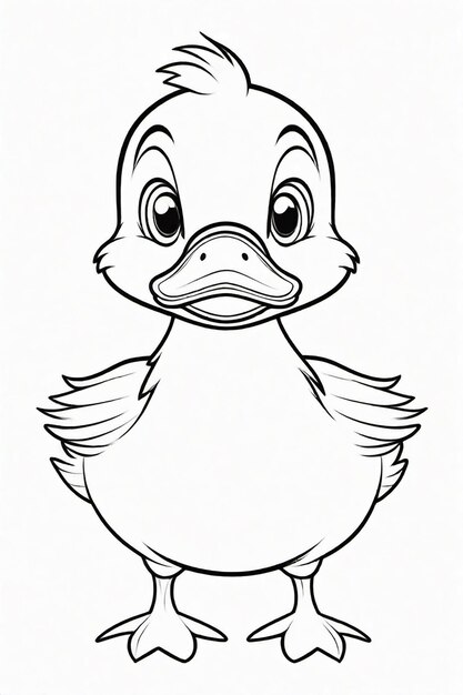 Photo drawing of a duck for kids coloring page