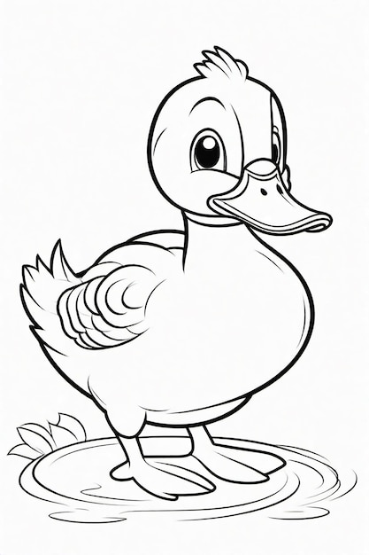 Photo drawing of a duck for kids coloring page