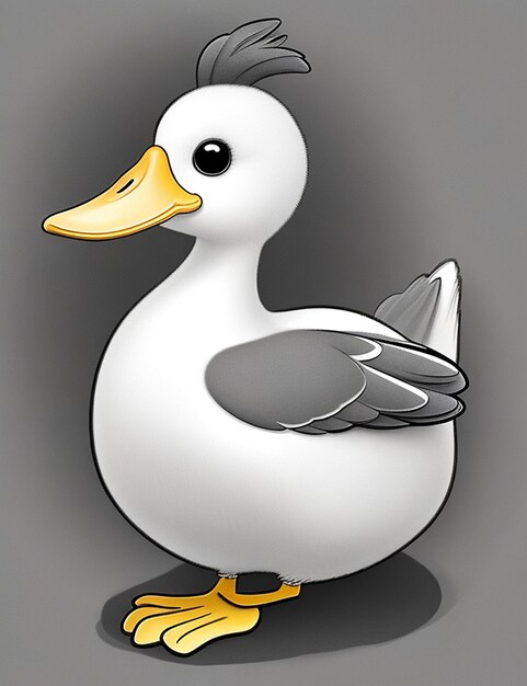 Photo drawing of a duck for kids coloring page