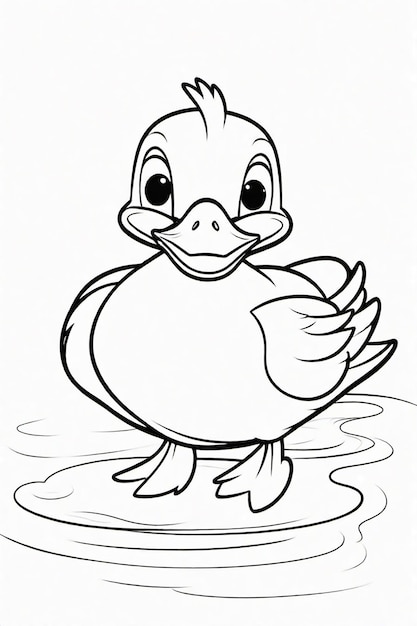 Photo drawing of a duck for kids coloring page