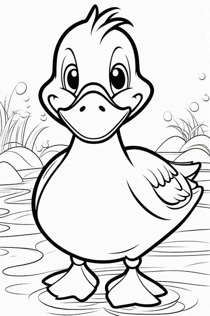 Photo drawing of a duck for kids coloring page