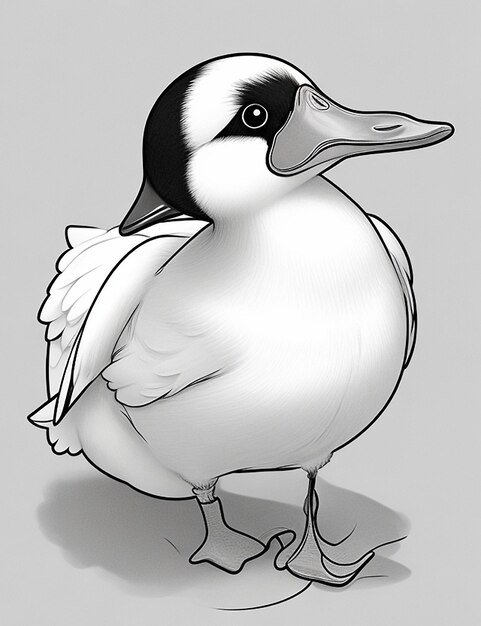 Photo drawing of a duck for kids coloring page