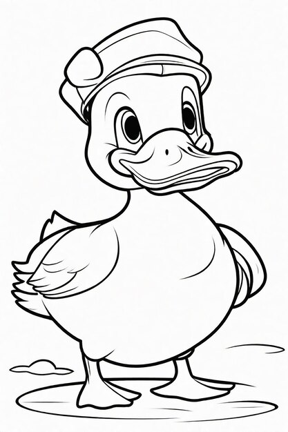 Photo drawing of a duck for kids coloring page