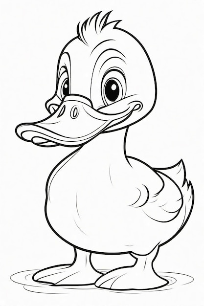 Photo drawing of a duck for kids coloring page