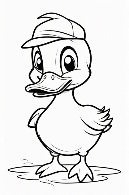 Photo drawing of a duck for kids coloring page