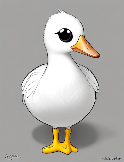 Photo drawing of a duck for kids coloring page