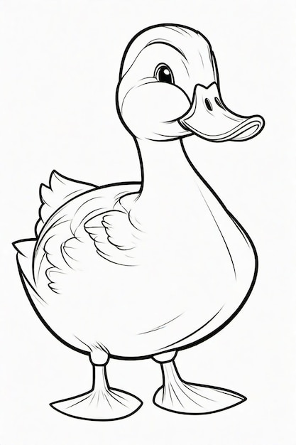 Photo photo drawing of a duck for kids coloring page