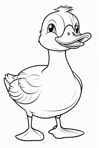 Photo photo drawing of a duck for kids coloring page