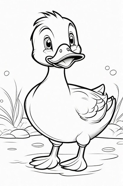 Photo drawing of a duck for kids coloring page