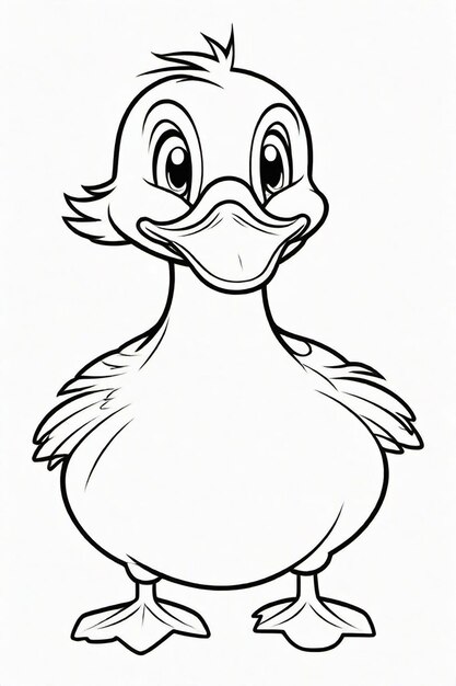 Photo drawing of a duck for kids coloring page