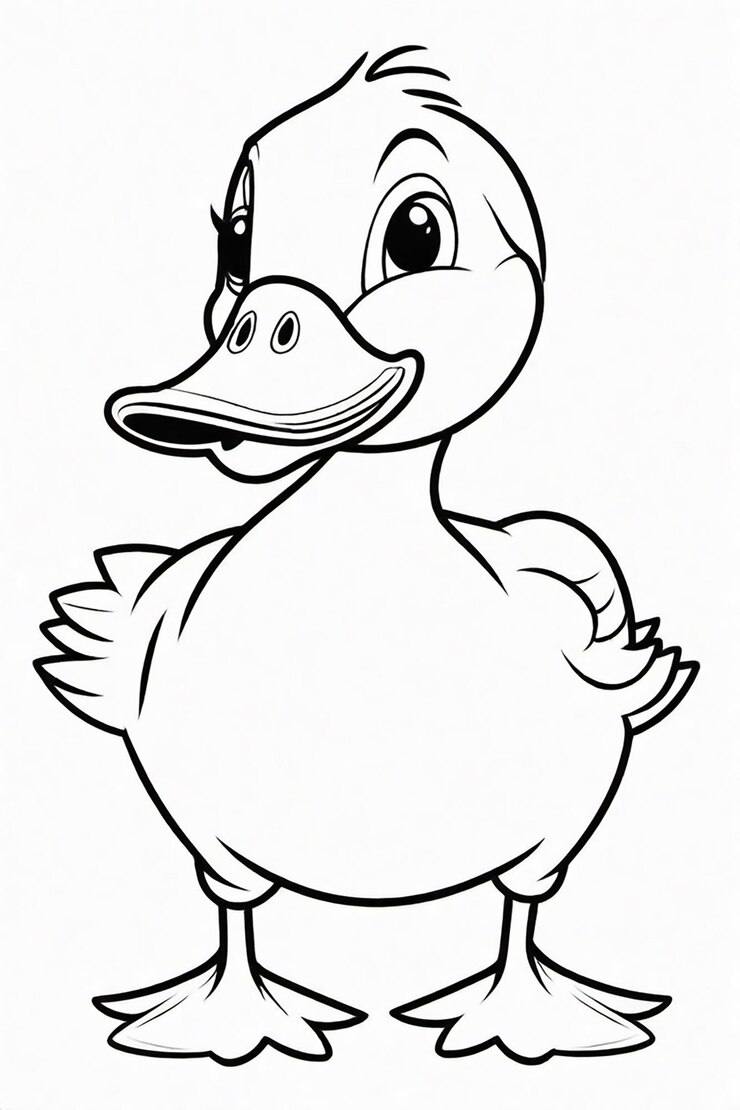 Photo photo drawing of a duck for kids coloring page