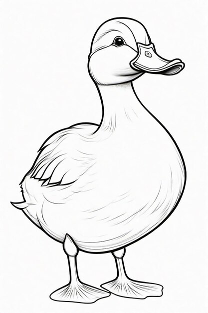 Photo drawing of a duck for kids coloring page