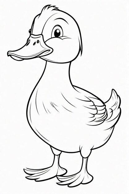 Photo photo drawing of a duck for kids coloring page