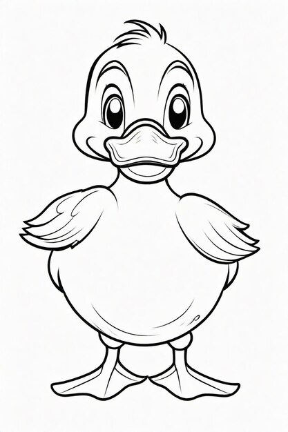 Photo drawing of a duck for kids coloring page