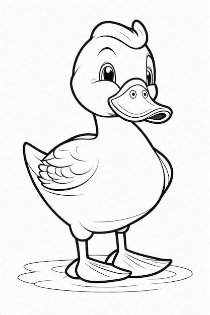 Photo drawing of a duck for kids coloring page