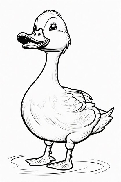 Photo drawing of a duck for kids coloring page