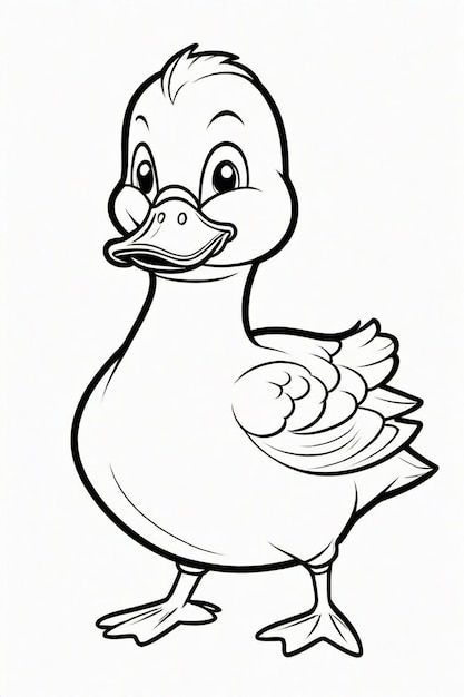 Photo drawing of a duck for kids coloring page