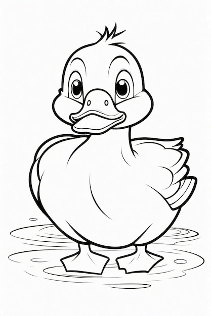 Photo drawing of a duck for kids coloring page