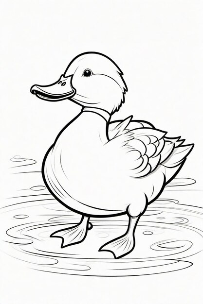 Photo photo drawing of a duck for kids coloring page