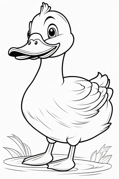 Photo drawing of a duck for kids coloring page