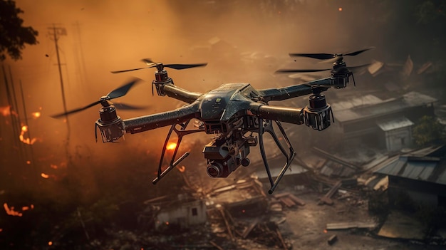 A photo of a drone assisting with disaster response efforts