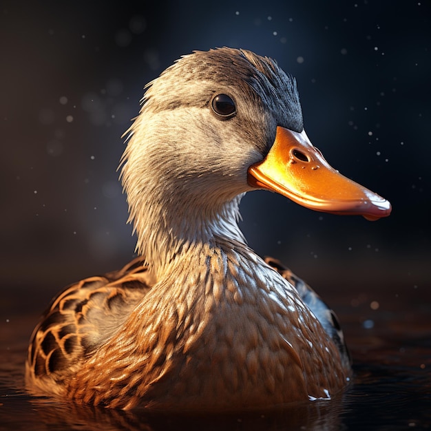 photo of a duck swimming in a lake