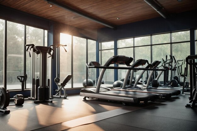 photo dumbbells on the floor of a gym