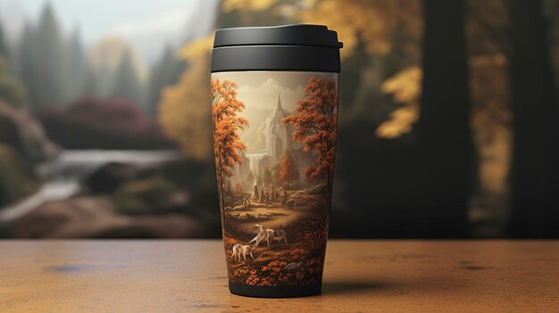 Photo a photo of a durable and insulated travel mug