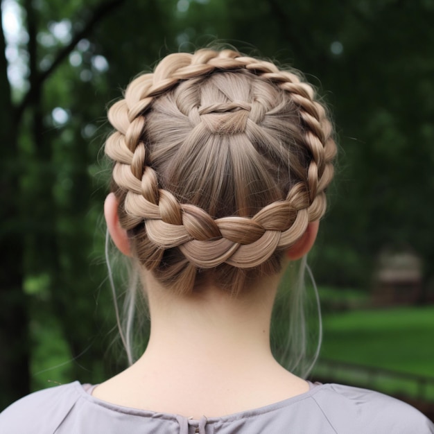 Photo photo of dutch crown braid