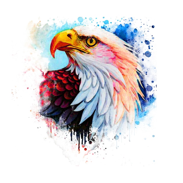 Photo Eagle Design with American Flag on White Background