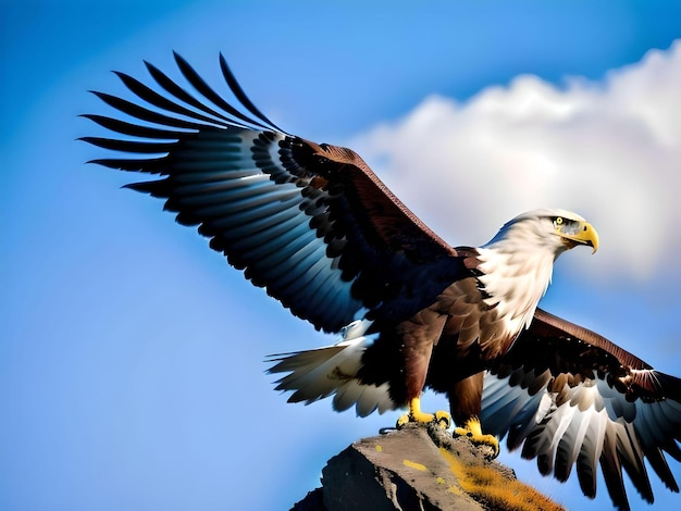 photo of an eagle on a rock