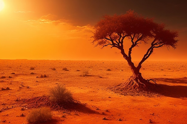 写真 草と雲の背景にある地球の写真と ⁇ 死んだ砂漠の背景にある破壊された地球の写真