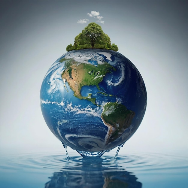 두 손의 물방울 모양의 지구 사진 UN 기후변화 컨퍼런스세계 물의 날