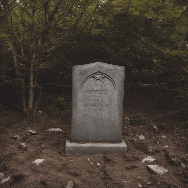 Photo eerie headstone on soil