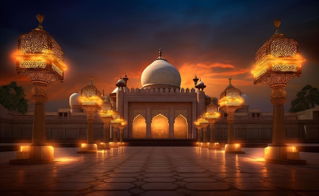 Photo eid al adha islamic mosque illustration