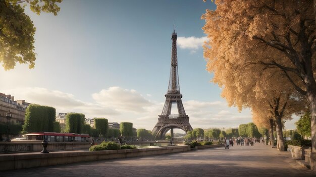 photo eiffel tower on autumn season