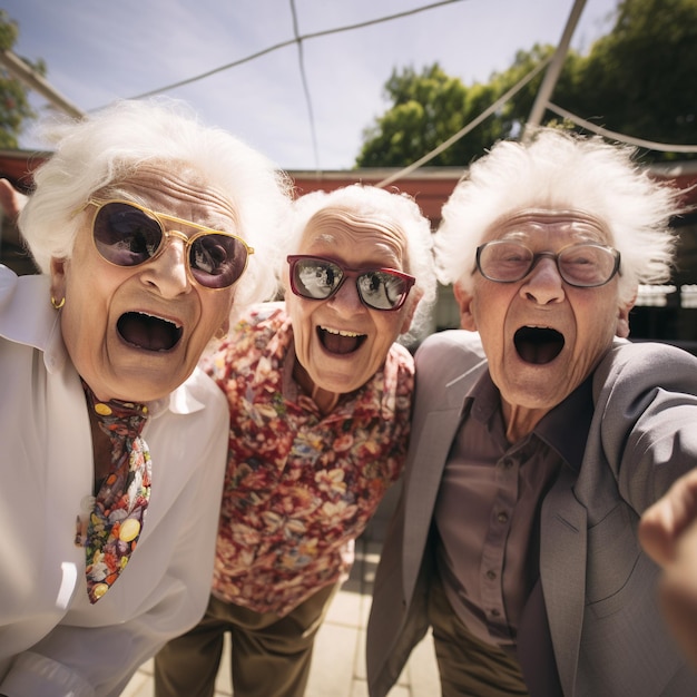 photo of elder age friends having fun