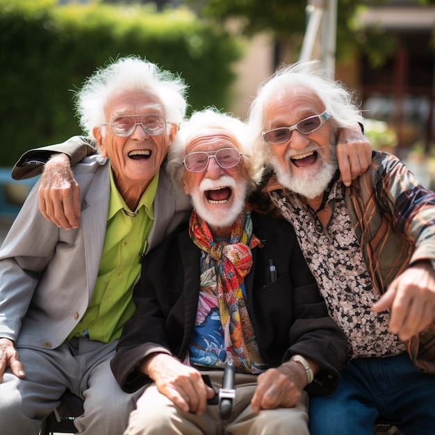 photo of elder age friends having fun