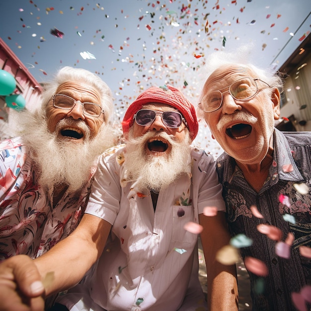 photo of elder age friends having fun