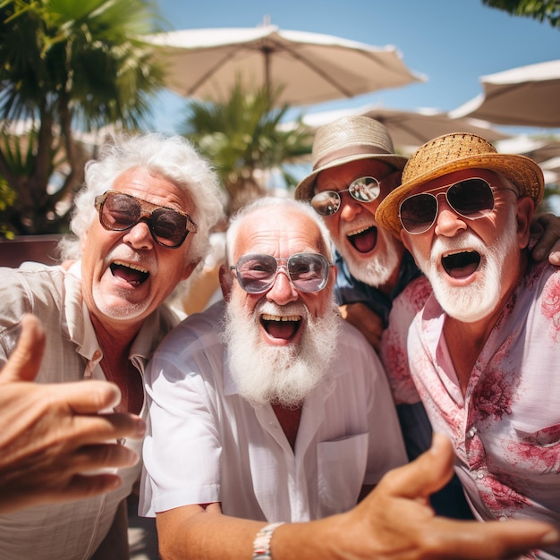 photo of elder age friends having fun