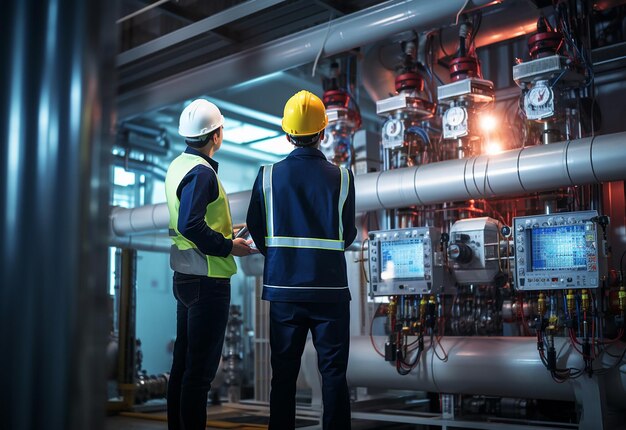 Photo of electrical technician working with digital multimeters fuses and switchboard